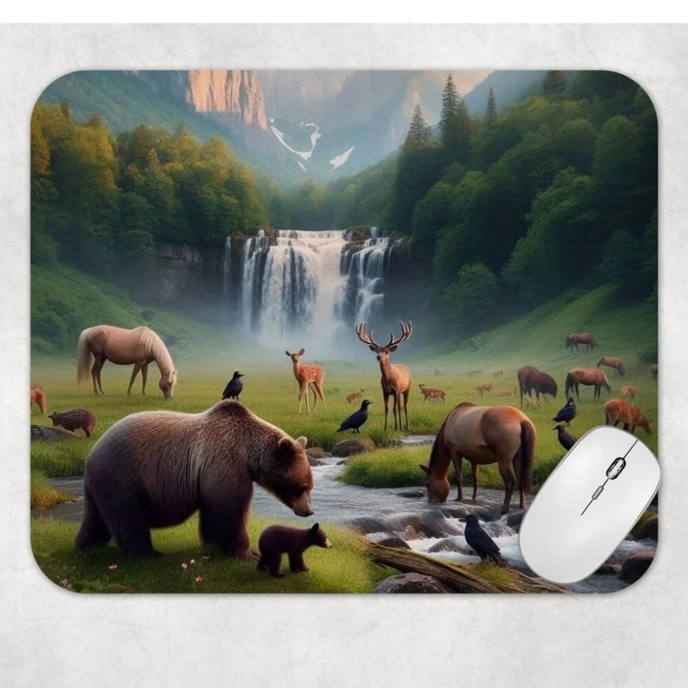 Wildlife Mountain Animals Non Slip Custom Mouse Pad
